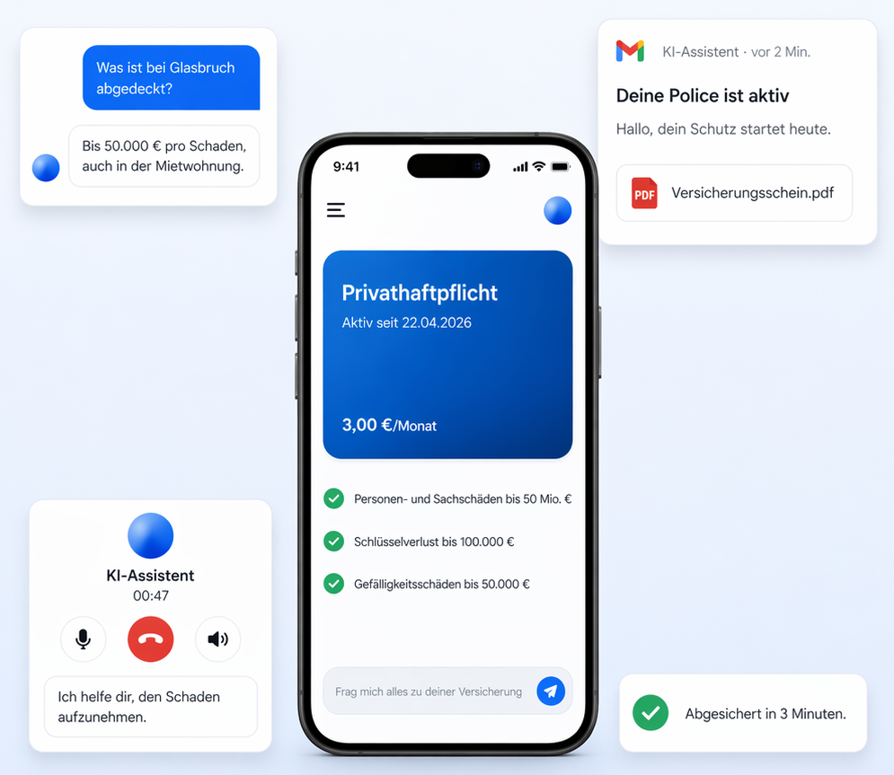 KI-Assistent auf dem Smartphone: Policen, Chat, E-Mail und Anruf in einer App